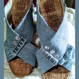 Custom Created Denim Wedge Shoes